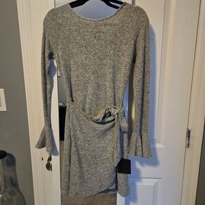 Lulu's Heather Gray Long Sleeve Knit Dress
